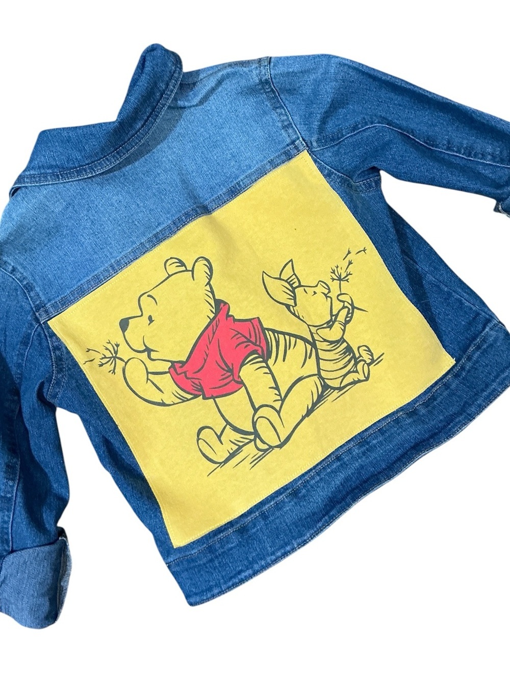 Disney Winnie the Pooh Upcycled Stretch Denim Girl’s Jacket - Picture 5 of 7